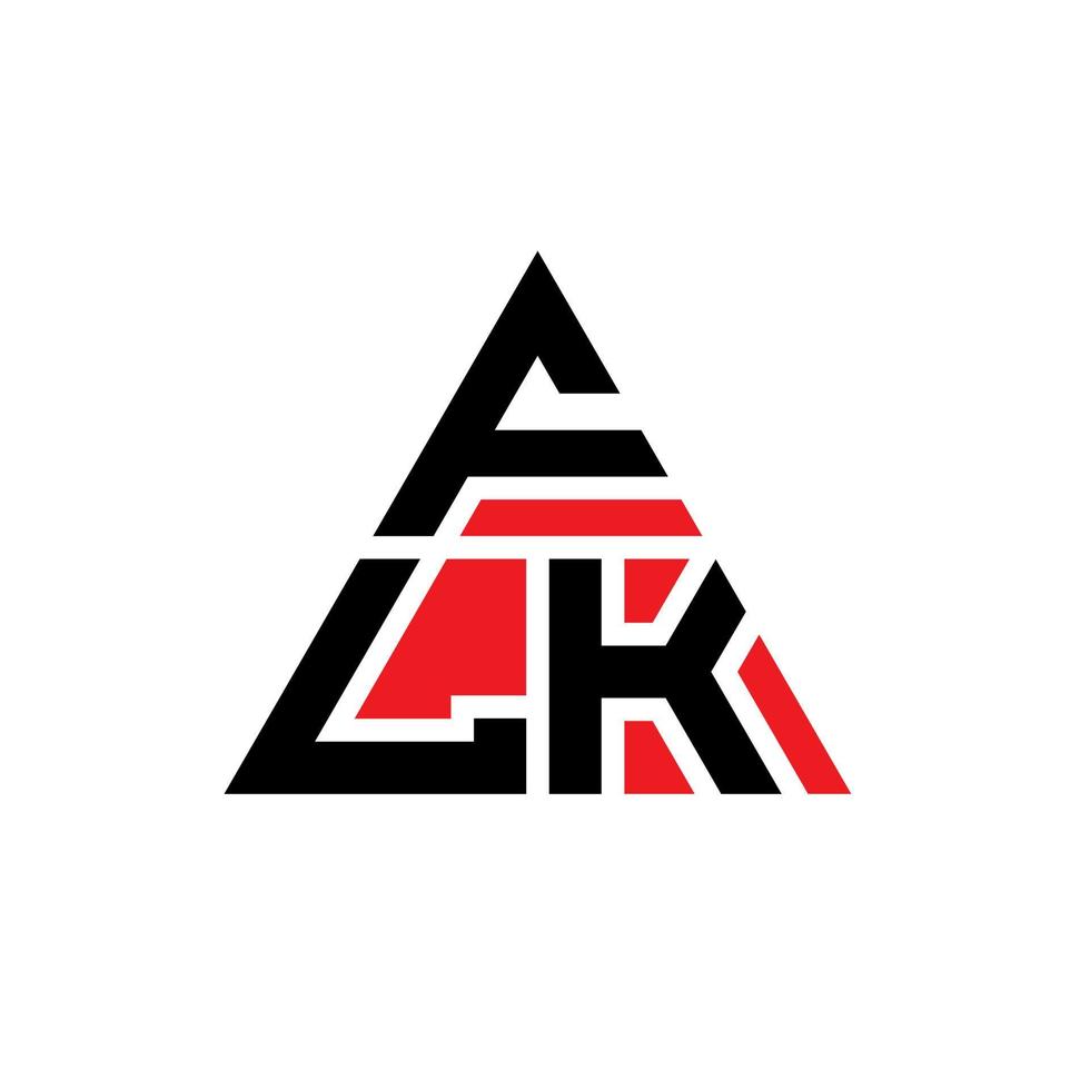 design del logo della lettera triangolo flk con forma triangolare. monogramma design logo triangolo flk. modello di logo vettoriale triangolo flk con colore rosso. logo triangolare flk logo semplice, elegante e lussuoso.