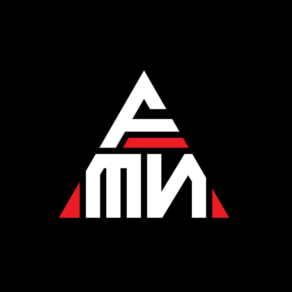 design del logo della lettera triangolare fmn con forma triangolare. monogramma di design del logo del triangolo fmn. modello di logo vettoriale triangolo fmn con colore rosso. logo triangolare fmn logo semplice, elegante e lussuoso.