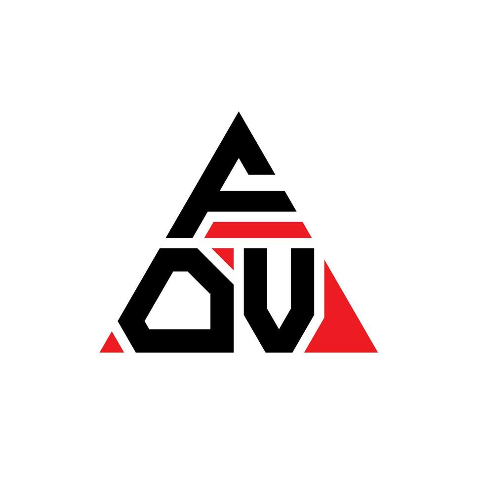 design del logo della lettera triangolare fov con forma triangolare. monogramma fov triangolo logo design. modello di logo vettoriale triangolo fov con colore rosso. logo triangolare fov logo semplice, elegante e lussuoso.