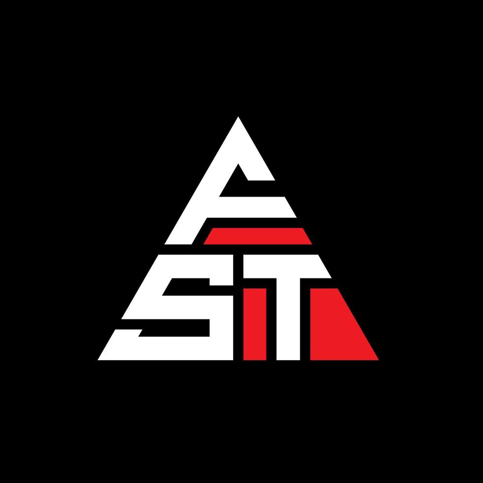 design del logo della lettera triangolare fst con forma triangolare. monogramma del design del logo del triangolo primo. modello di logo vettoriale triangolo fst con colore rosso. primo logo triangolare logo semplice, elegante e lussuoso.