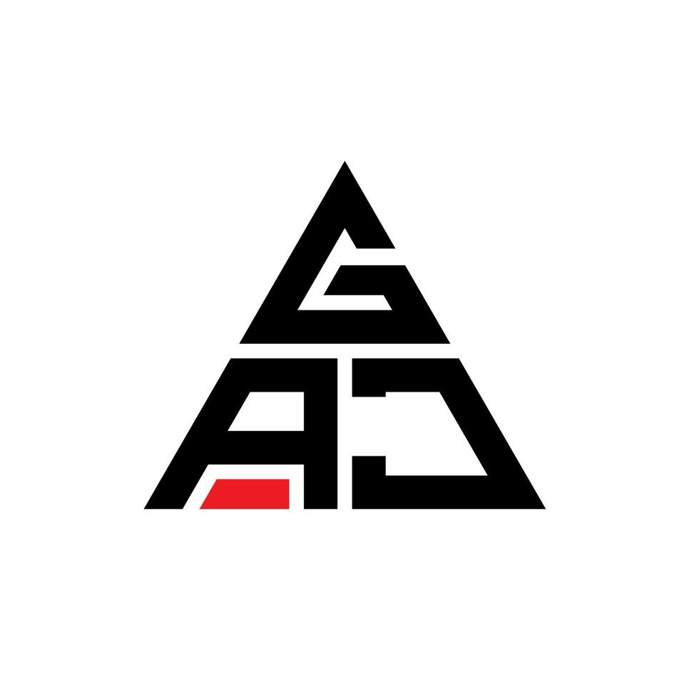 design del logo della lettera del triangolo gaj con forma triangolare. gaj triangolo logo design monogramma. modello di logo vettoriale triangolo gaj con colore rosso. logo triangolare gaj logo semplice, elegante e lussuoso.
