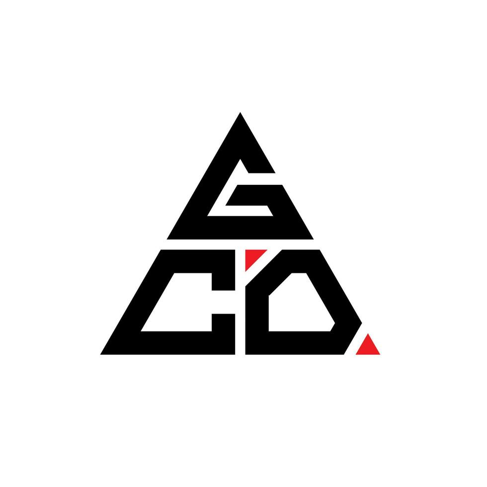 logo della lettera triangolare gco con forma triangolare. monogramma gco triangolo logo design. modello di logo vettoriale triangolo gco con colore rosso. logo triangolare gco logo semplice, elegante e lussuoso.