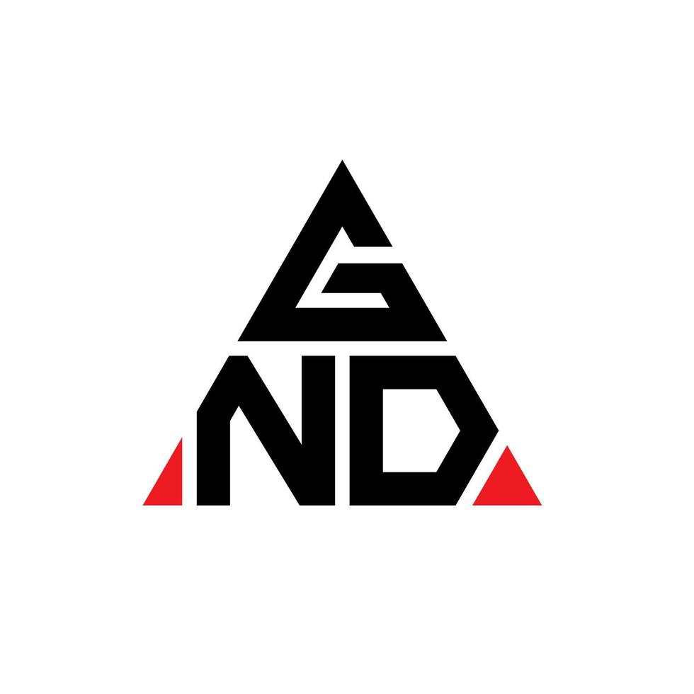 gnd triangolo logo design lettera con forma triangolare. gnd triangolo logo design monogramma. modello di logo vettoriale triangolo gnd con colore rosso. gnd logo triangolare logo semplice, elegante e lussuoso.