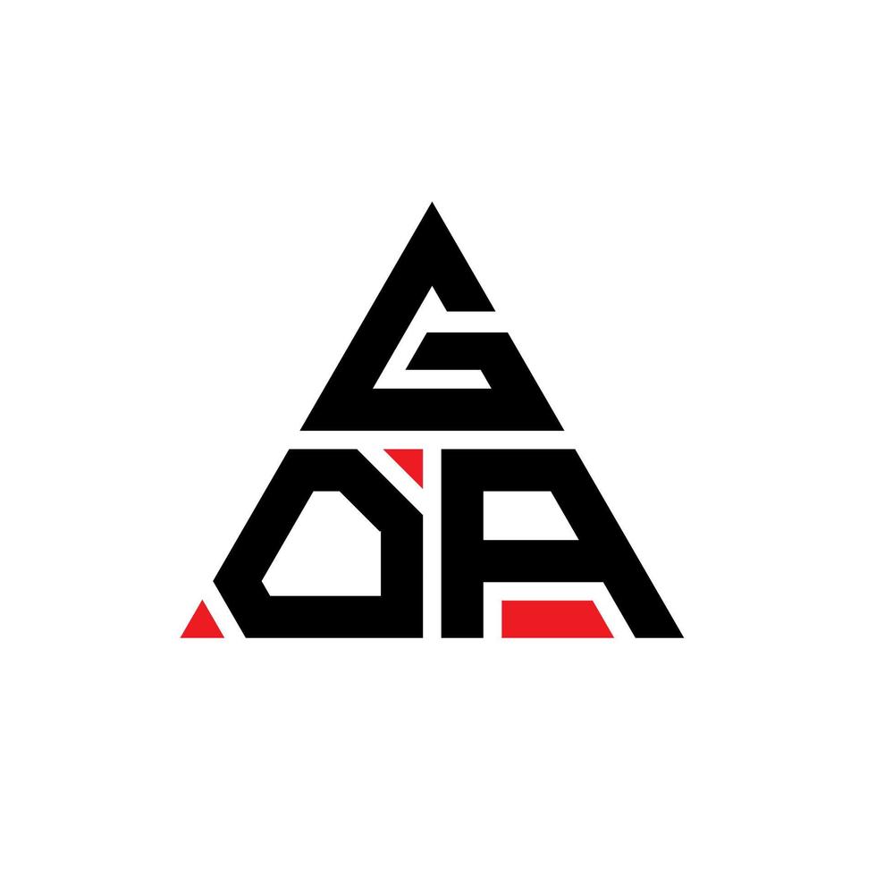 design del logo della lettera triangolare goa con forma triangolare. monogramma di design del logo del triangolo di goa. modello di logo vettoriale triangolo goa con colore rosso. logo triangolare goa logo semplice, elegante e lussuoso.