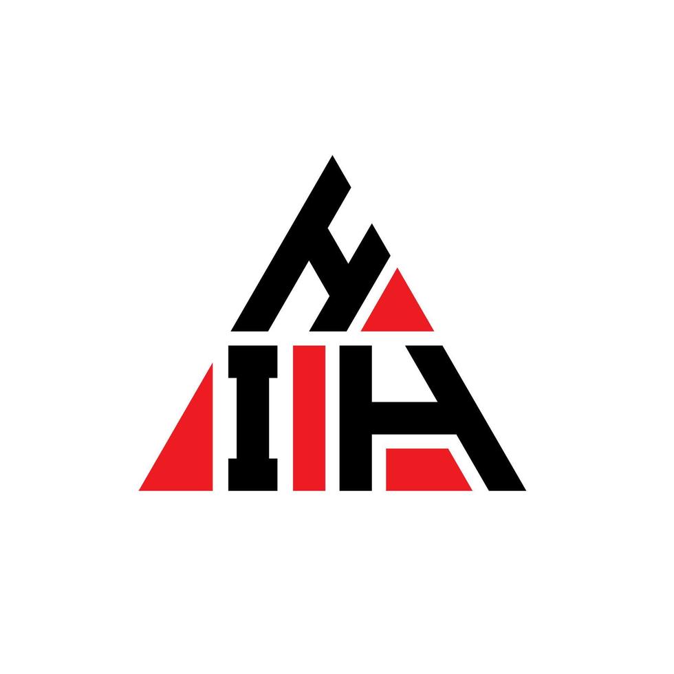 design del logo della lettera triangolare hih con forma triangolare. monogramma di design del logo del triangolo hih. modello di logo vettoriale triangolo ciao con colore rosso. hih logo triangolare logo semplice, elegante e lussuoso.
