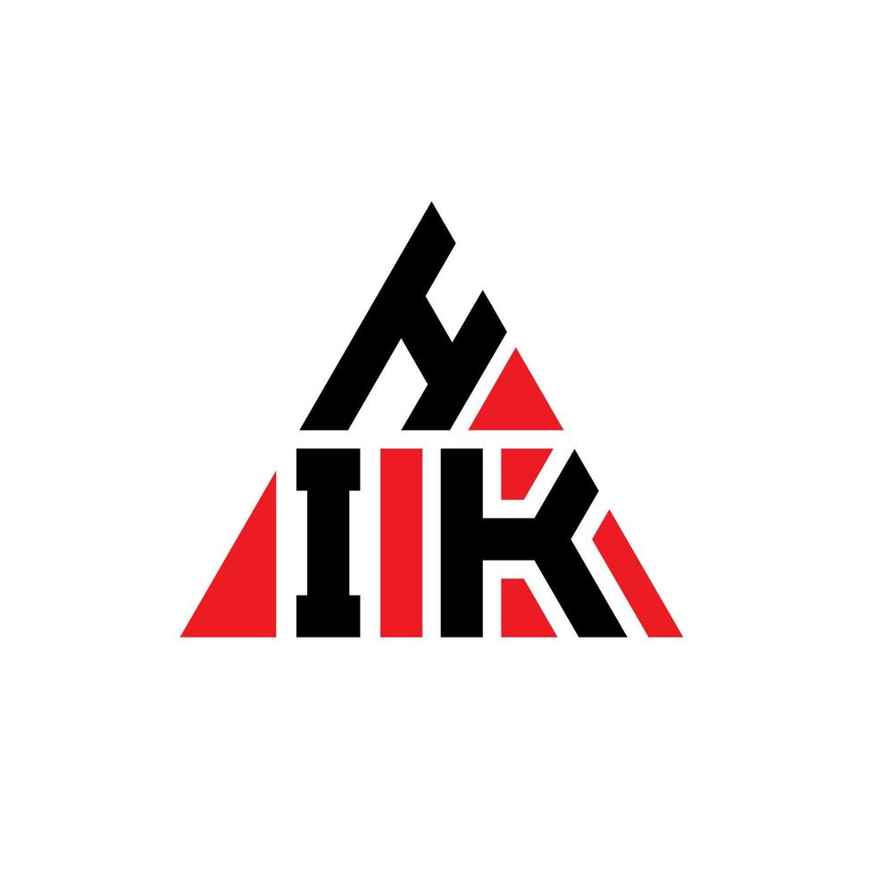 design del logo della lettera del triangolo dell'hik con forma triangolare. monogramma di design del logo del triangolo di hik. modello di logo vettoriale triangolo hik con colore rosso. logo triangolare hik logo semplice, elegante e lussuoso.