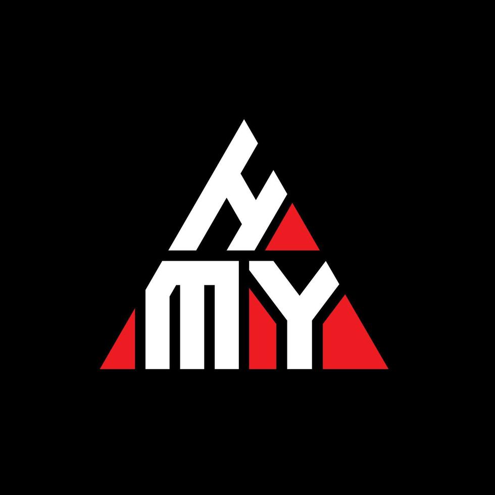 design del logo della lettera triangolare hmy con forma triangolare. monogramma di design del logo del triangolo hmy. modello di logo vettoriale triangolo hmy con colore rosso. logo triangolare hmy logo semplice, elegante e lussuoso.
