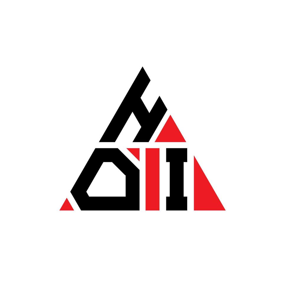 design del logo della lettera del triangolo hoi con forma triangolare. monogramma hoi triangolo logo design. modello di logo vettoriale triangolo hoi con colore rosso. hoi logo triangolare logo semplice, elegante e lussuoso.
