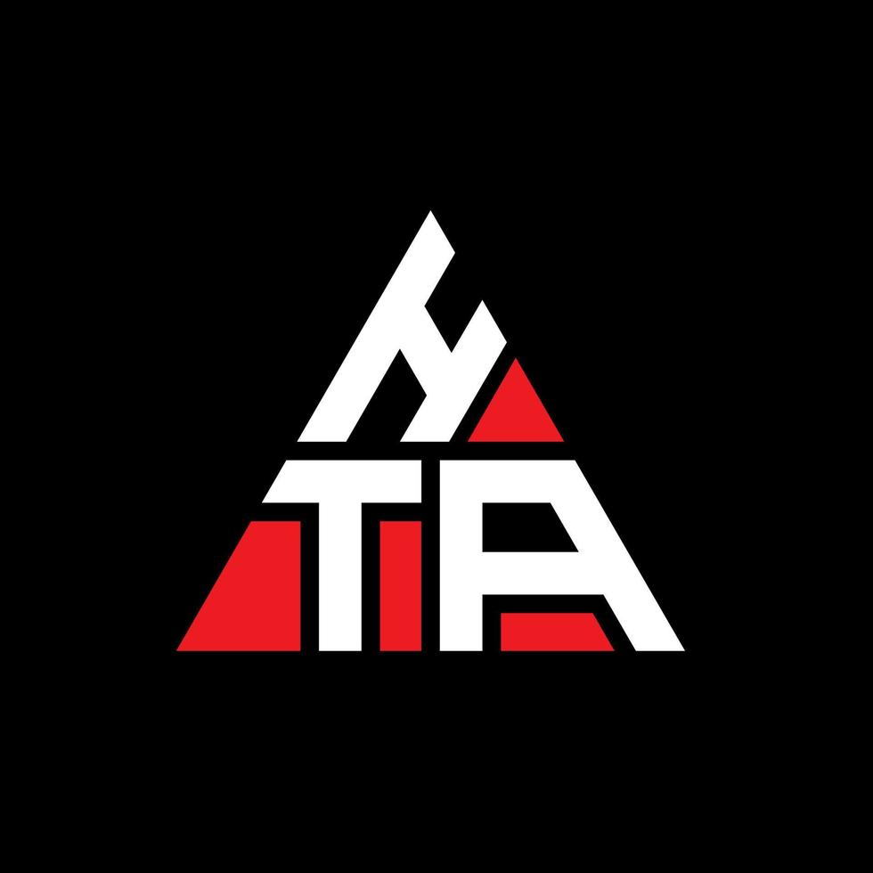 design del logo della lettera triangolare hta con forma triangolare. monogramma di design del logo del triangolo hta. modello di logo vettoriale triangolo hta con colore rosso. hta logo triangolare logo semplice, elegante e lussuoso.