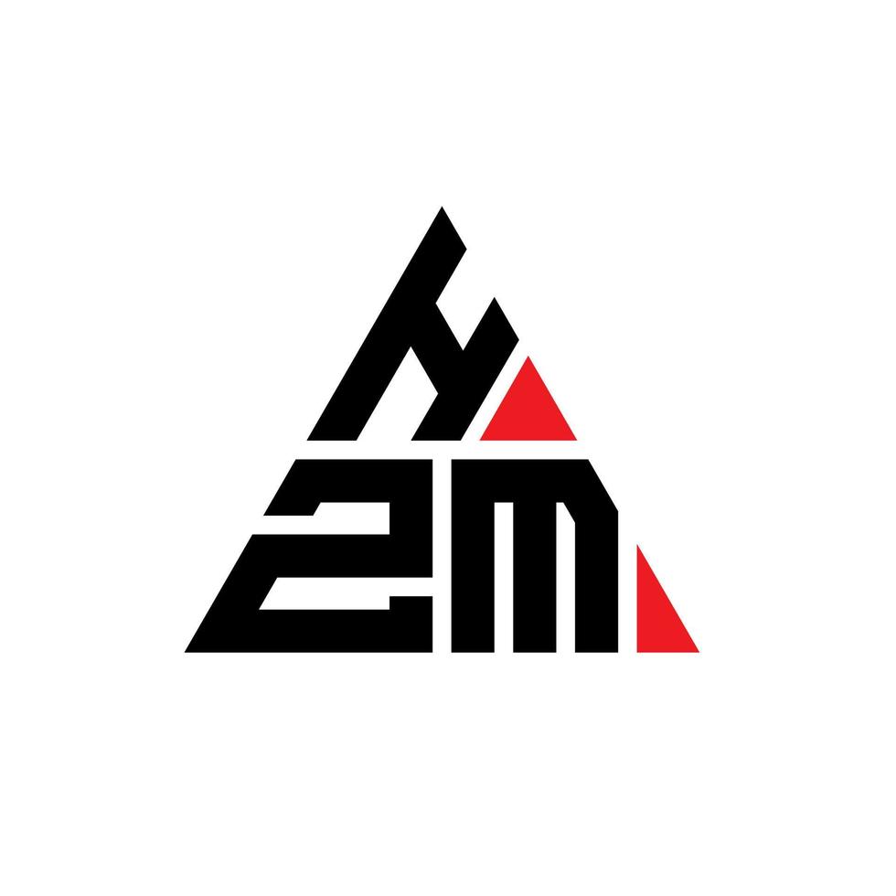 design del logo della lettera del triangolo hzm con forma triangolare. monogramma di design del logo del triangolo hzm. modello di logo vettoriale triangolo hzm con colore rosso. logo triangolare hzm logo semplice, elegante e lussuoso.