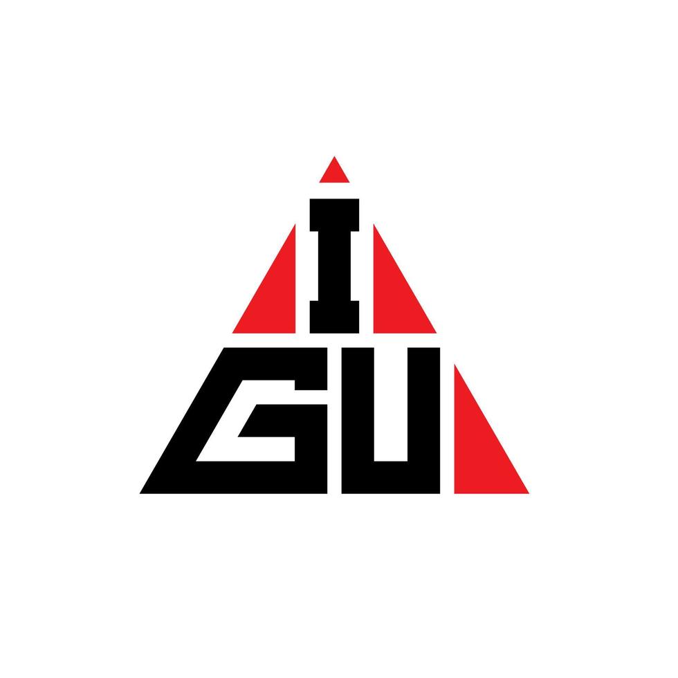 design del logo della lettera del triangolo igu con forma triangolare. igu triangolo logo design monogramma. modello di logo vettoriale triangolo igu con colore rosso. igu logo triangolare logo semplice, elegante e lussuoso.