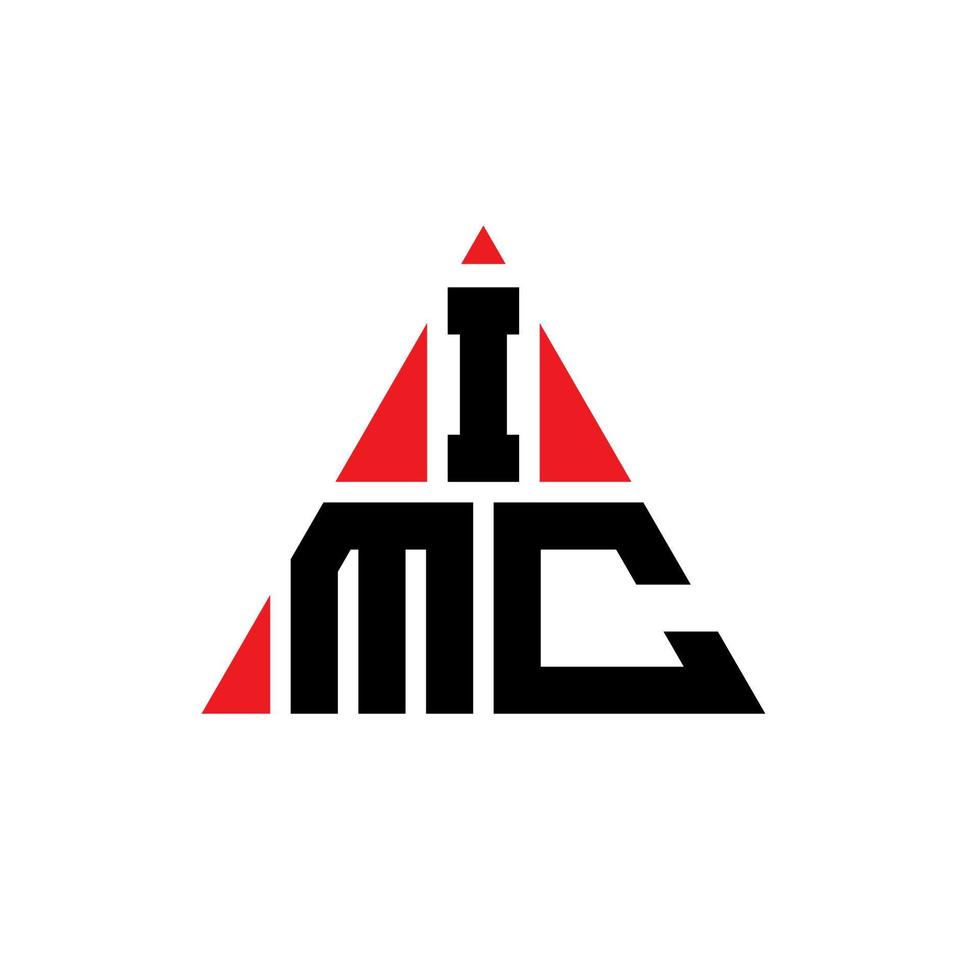 design del logo della lettera triangolare imc con forma triangolare. monogramma design logo triangolo imc. modello di logo vettoriale triangolo imc con colore rosso. imc logo triangolare logo semplice, elegante e lussuoso.