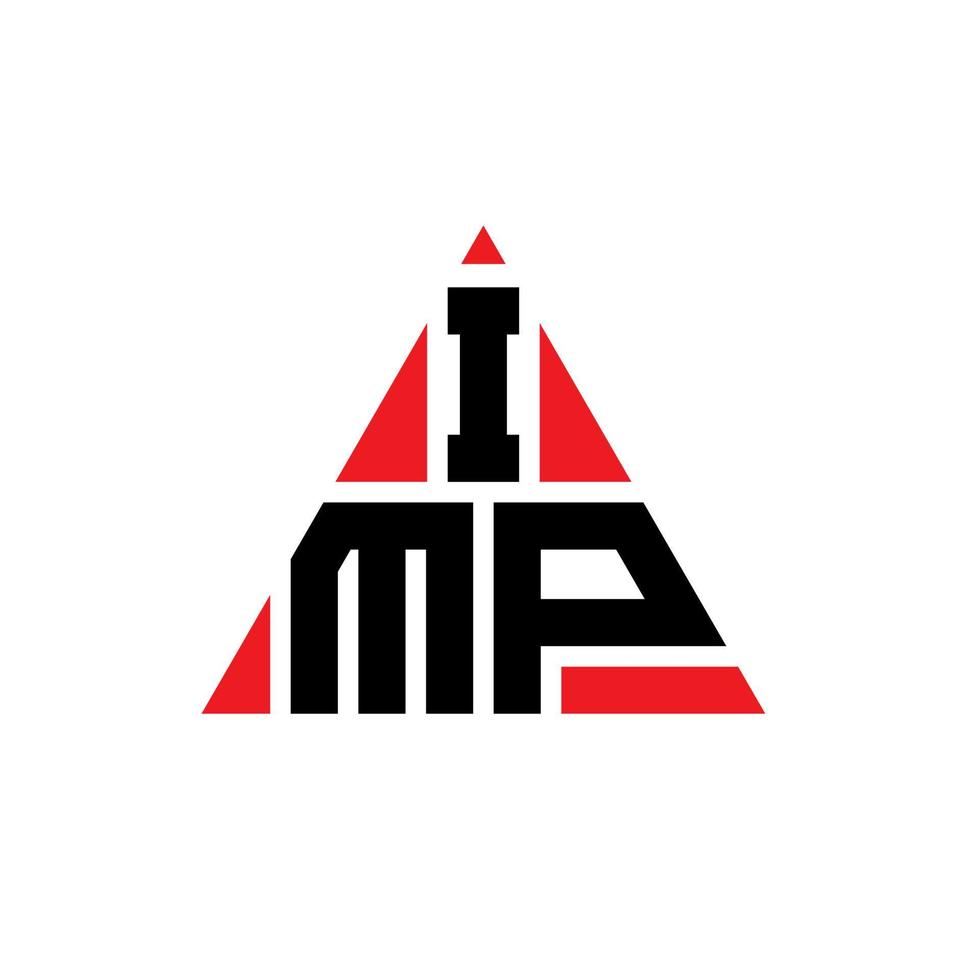 disegno del logo della lettera triangolo imp con forma triangolare. monogramma di design del logo del triangolo imp. modello di logo vettoriale triangolo imp con colore rosso. imp logo triangolare logo semplice, elegante e lussuoso.