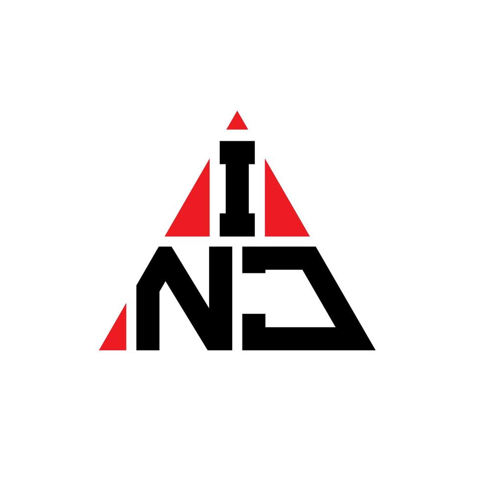 design del logo della lettera triangolo inj con forma triangolare. monogramma di design del logo del triangolo inj. modello di logo vettoriale triangolo inj con colore rosso. inj logo triangolare logo semplice, elegante e lussuoso.