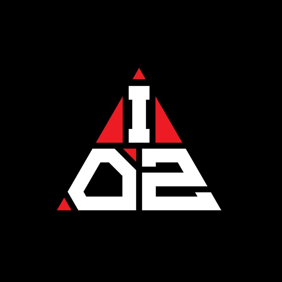 design del logo della lettera triangolare ioz con forma triangolare. ioz triangolo logo design monogramma. modello di logo vettoriale triangolo ioz con colore rosso. ioz logo triangolare logo semplice, elegante e lussuoso.