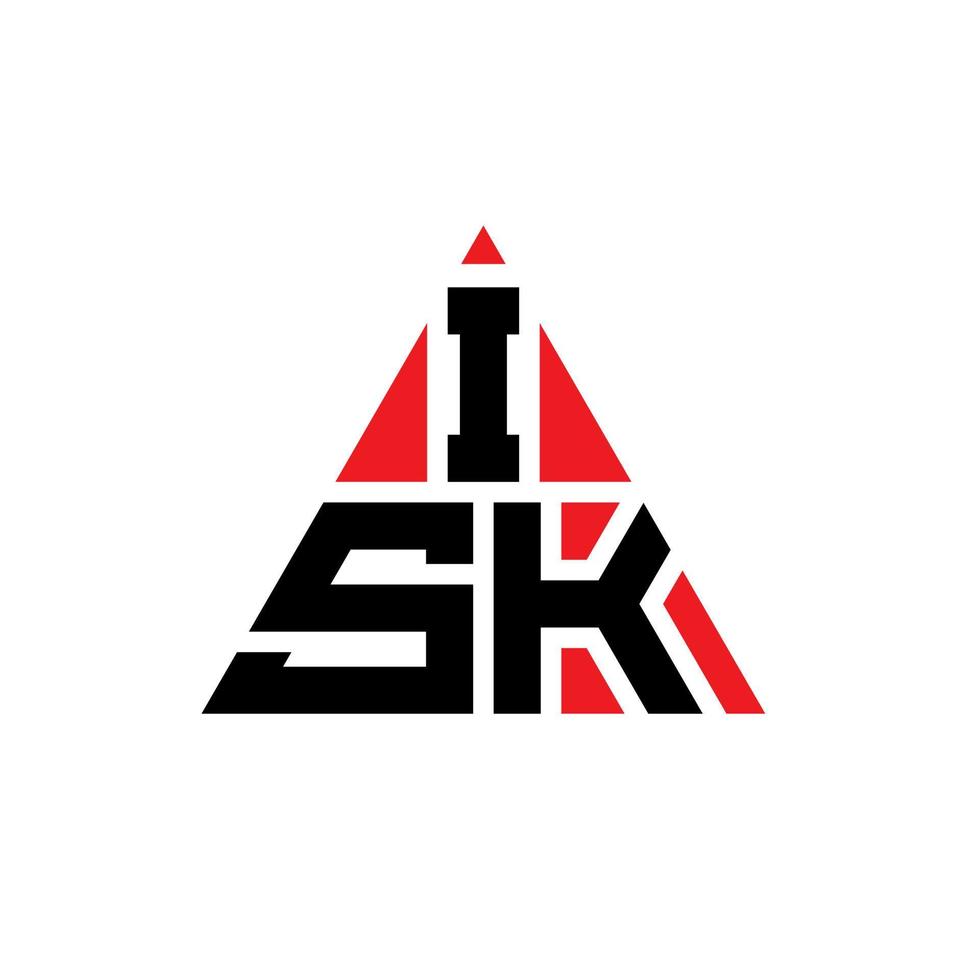 isk triangolo lettera logo design con forma triangolare. monogramma di design del logo del triangolo isk. modello di logo vettoriale triangolo isk con colore rosso. isk logo triangolare logo semplice, elegante e lussuoso.