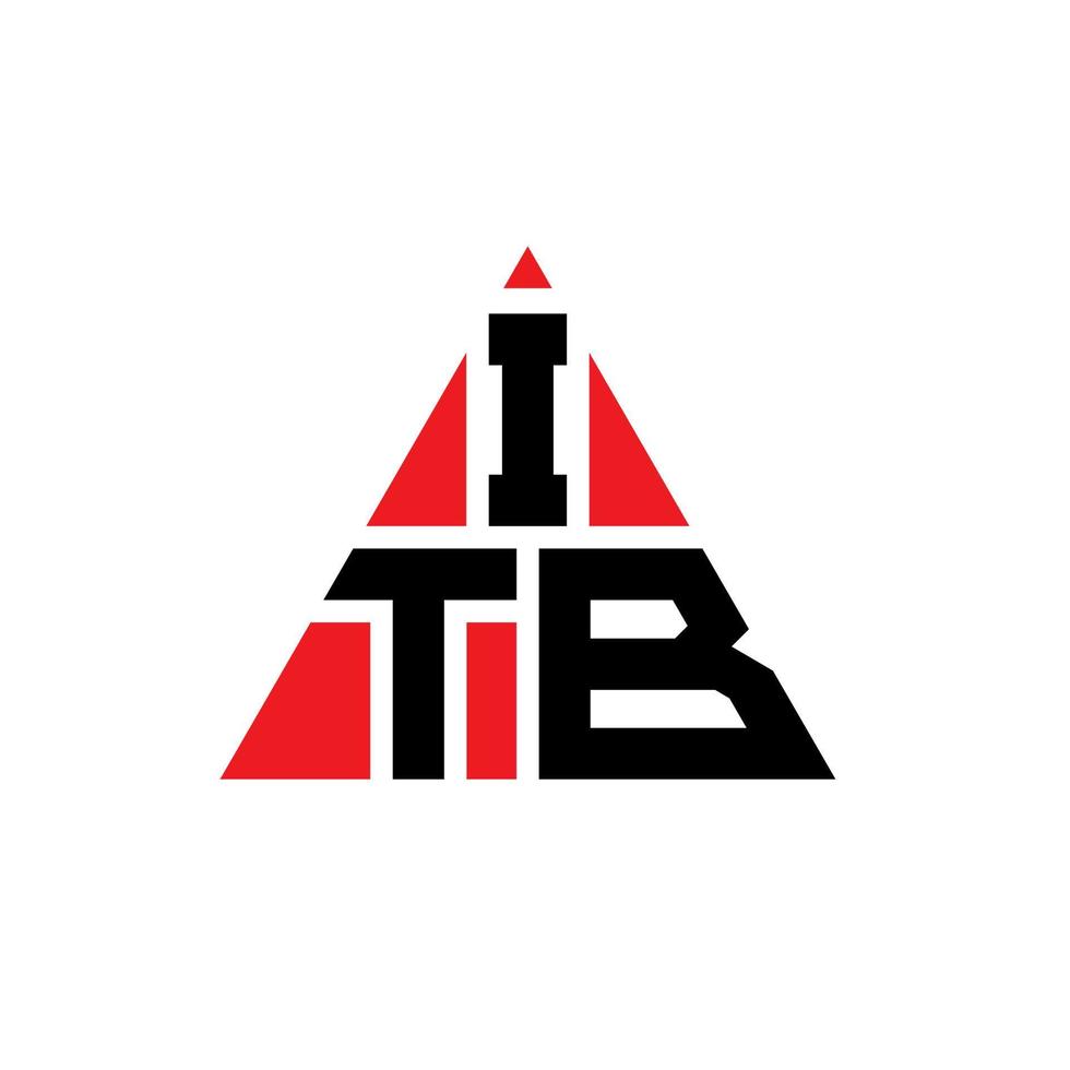 design del logo della lettera triangolare itb con forma triangolare. monogramma di design del logo del triangolo itb. modello di logo vettoriale triangolo itb con colore rosso. logo triangolare itb logo semplice, elegante e lussuoso.