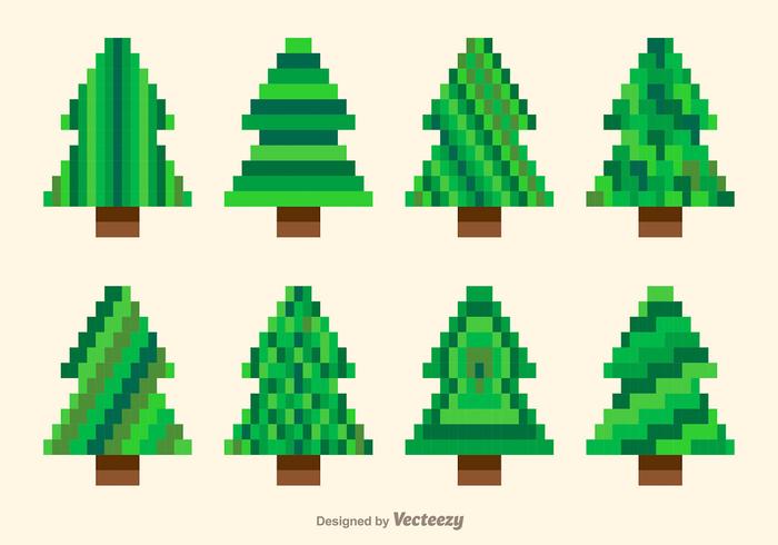 Pixel alberi verdi vettore