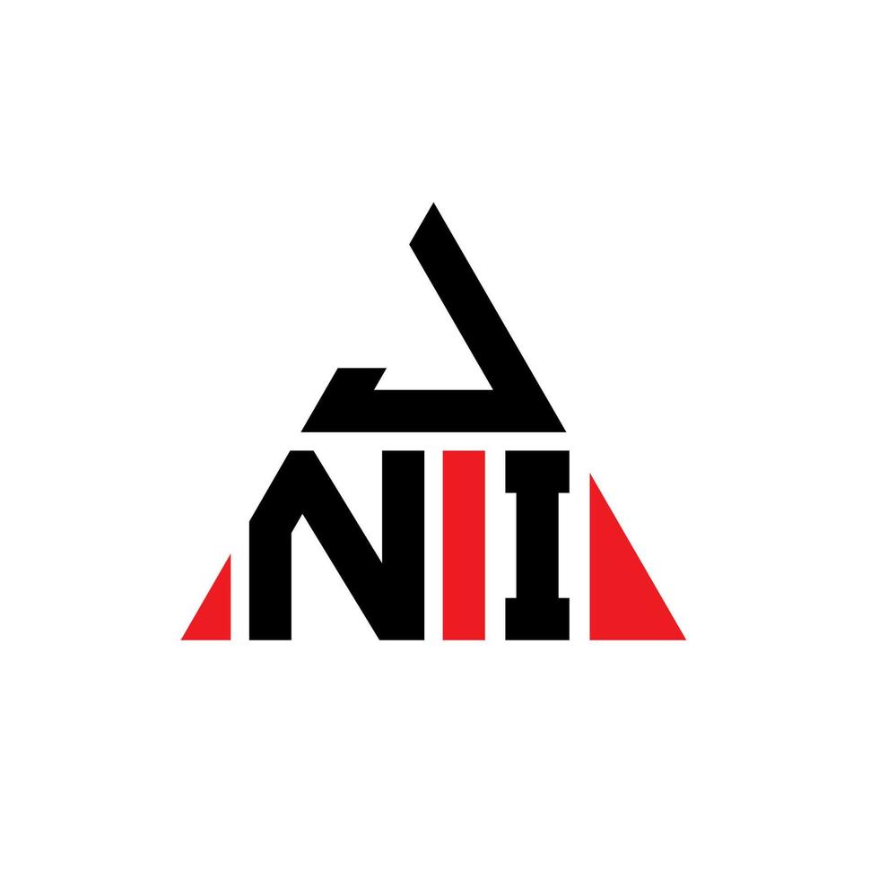 design del logo della lettera triangolare jni con forma triangolare. jni triangolo logo design monogramma. modello di logo vettoriale triangolo jni con colore rosso. jni logo triangolare logo semplice, elegante e lussuoso.