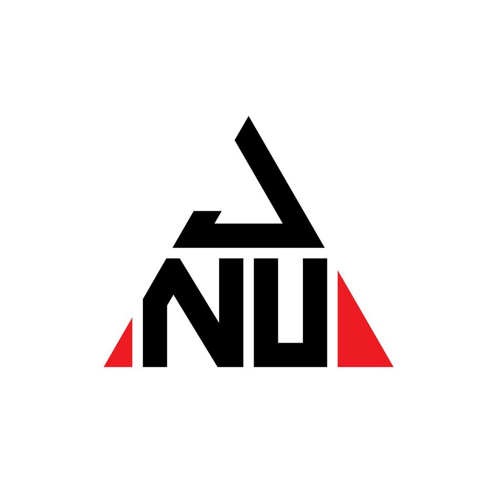 design del logo della lettera triangolare jnu con forma triangolare. monogramma di design del logo del triangolo jnu. modello di logo vettoriale triangolo jnu con colore rosso. logo triangolare jnu logo semplice, elegante e lussuoso.