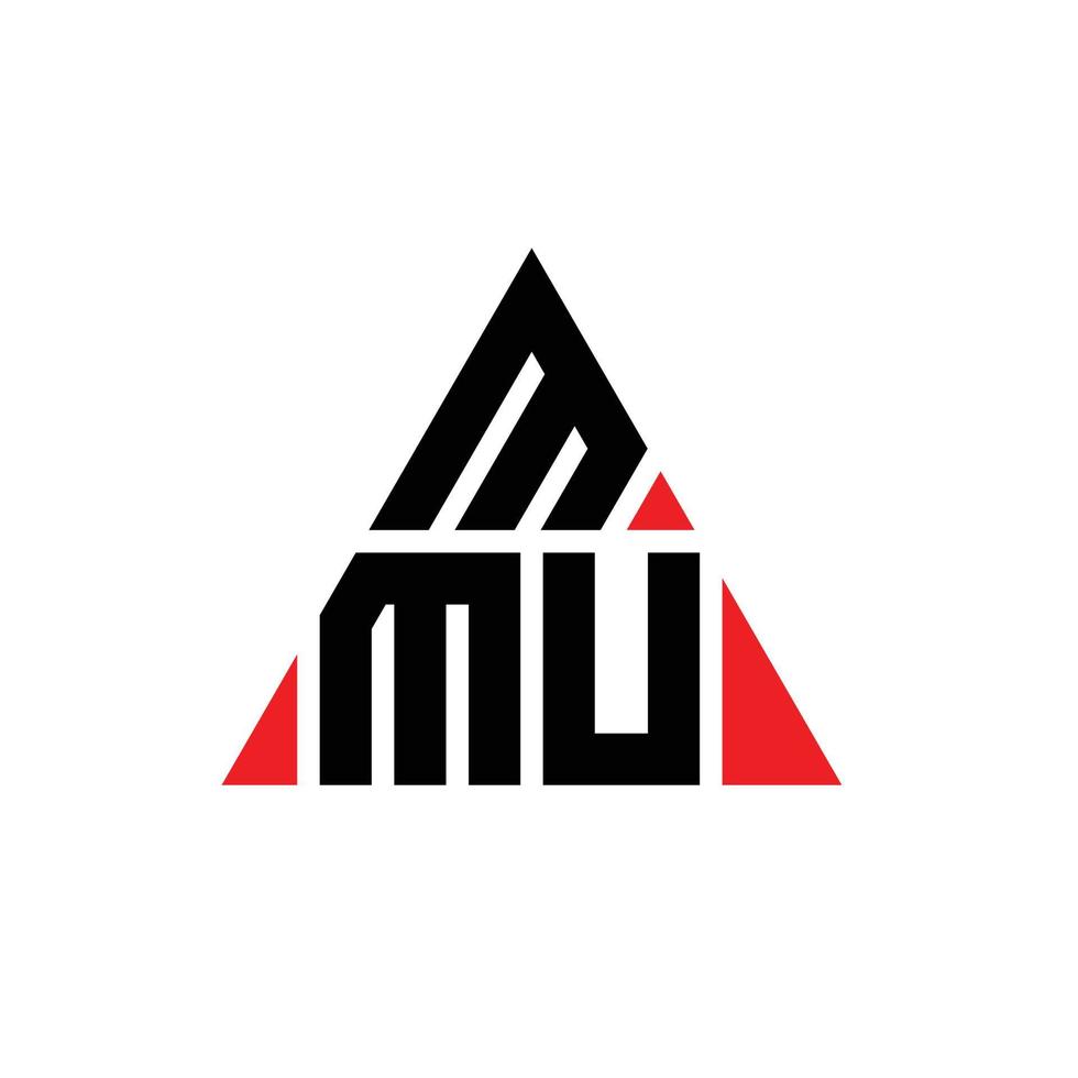 design del logo della lettera triangolare mmu con forma triangolare. monogramma di design del logo del triangolo mmu. modello di logo vettoriale triangolo mmu con colore rosso. logo triangolare mmu logo semplice, elegante e lussuoso.