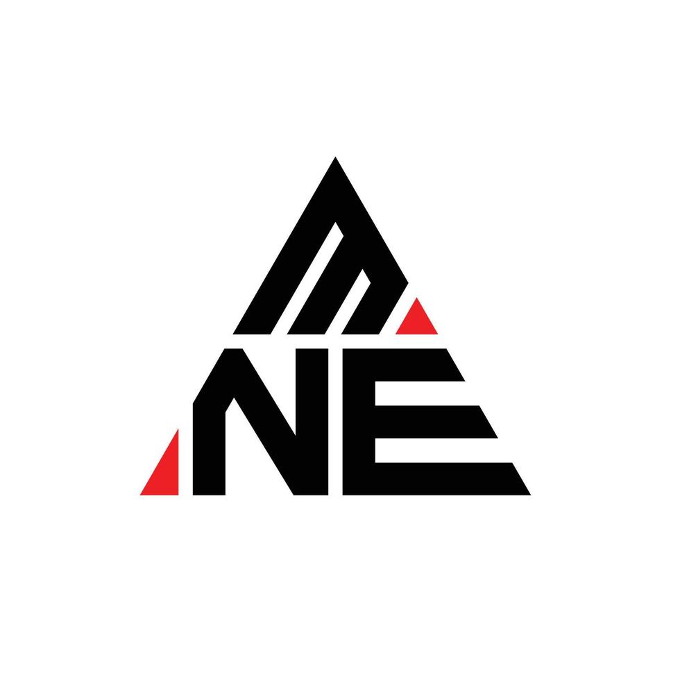 mne triangolo logo design lettera con forma triangolare. mne triangolo logo design monogramma. modello di logo vettoriale triangolo mne con colore rosso. mne logo triangolare logo semplice, elegante e lussuoso.