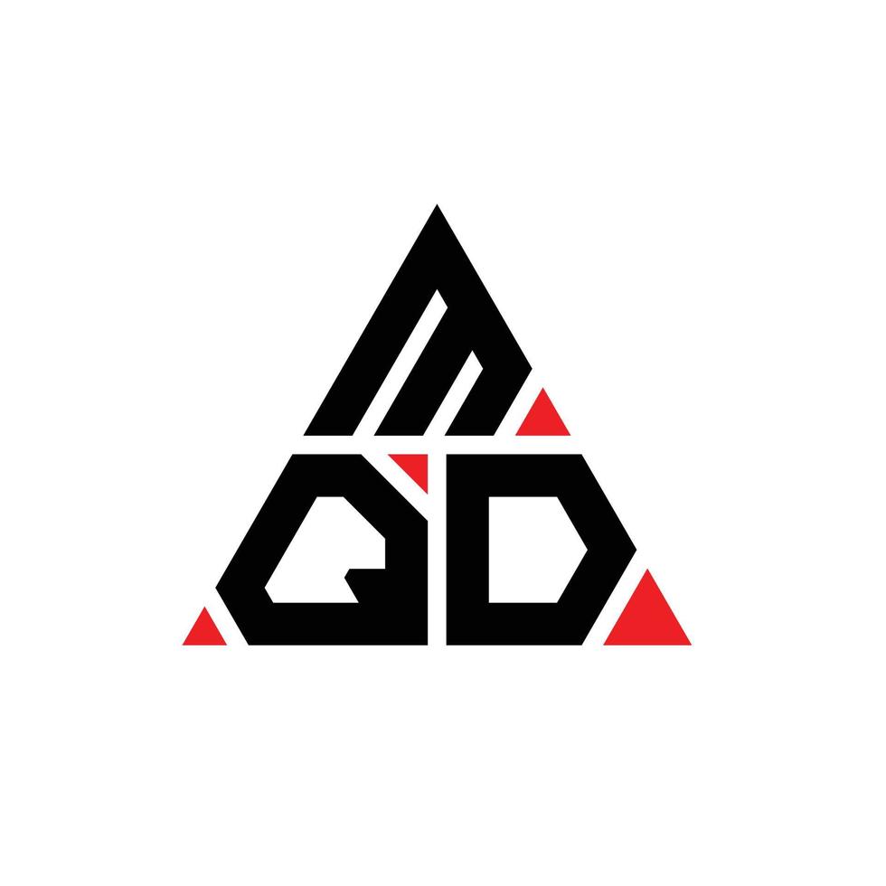 design del logo della lettera triangolare mqd con forma triangolare. monogramma di progettazione logo triangolo mqd. modello di logo vettoriale triangolo mqd con colore rosso. logo triangolare mqd logo semplice, elegante e lussuoso.