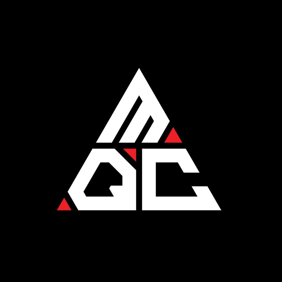 design del logo della lettera triangolare mqc con forma triangolare. monogramma di design del logo del triangolo mqc. modello di logo vettoriale triangolo mqc con colore rosso. logo triangolare mqc logo semplice, elegante e lussuoso.