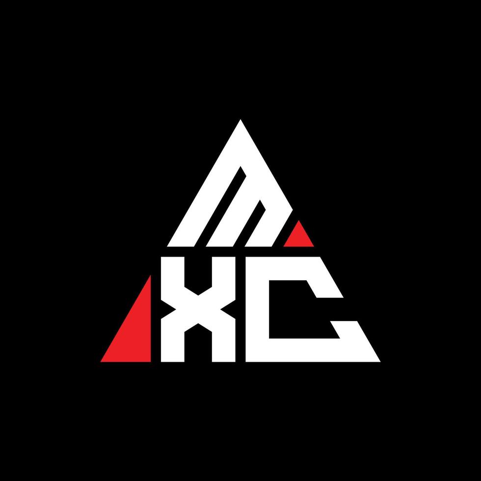 design del logo della lettera triangolare mxc con forma triangolare. monogramma di design del logo del triangolo mxc. modello di logo vettoriale triangolo mxc con colore rosso. logo triangolare mxc logo semplice, elegante e lussuoso.