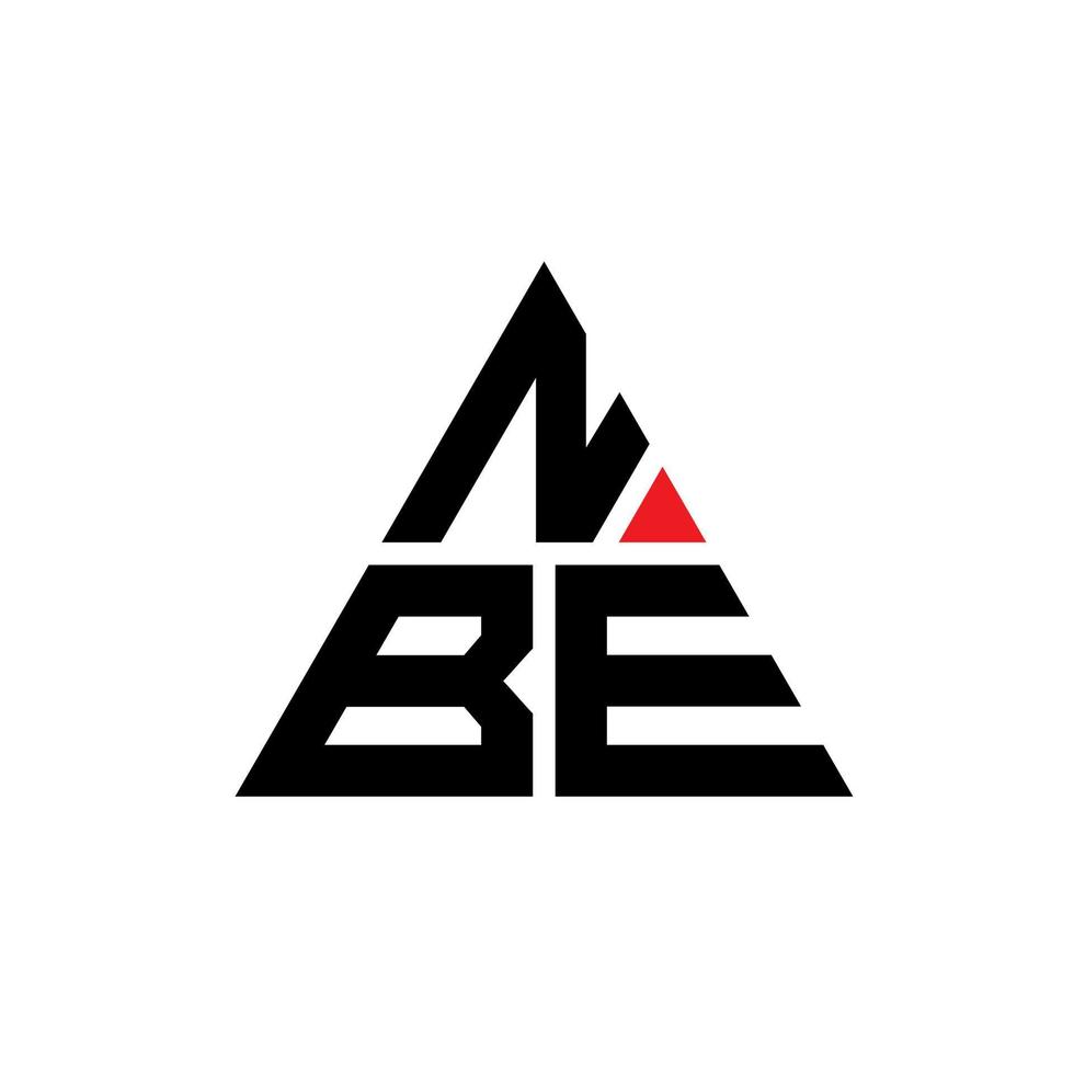 design del logo della lettera triangolare nbe con forma triangolare. nbe triangolo logo design monogramma. modello di logo vettoriale triangolo nbe con colore rosso. logo triangolare nbe logo semplice, elegante e lussuoso.