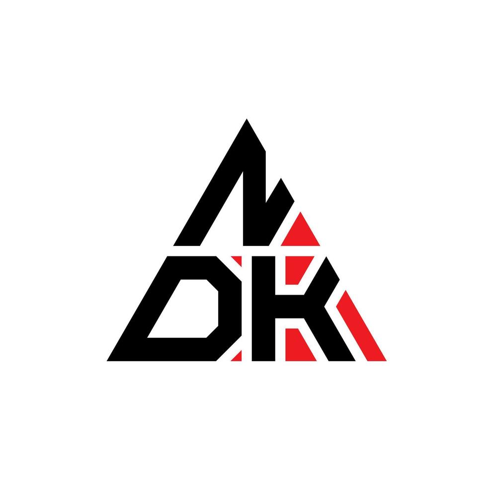 design del logo della lettera del triangolo ndk con forma triangolare. monogramma di design del logo del triangolo ndk. modello di logo vettoriale triangolo ndk con colore rosso. logo triangolare ndk logo semplice, elegante e lussuoso.