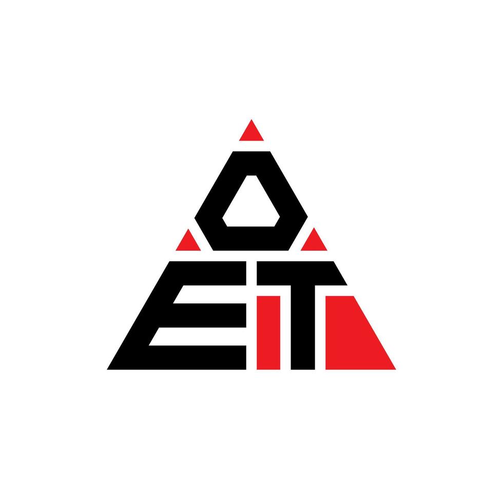 oet triangolo lettera logo design con forma triangolare. monogramma di design del logo del triangolo oet. modello di logo vettoriale triangolo oet con colore rosso. oet logo triangolare logo semplice, elegante e lussuoso.