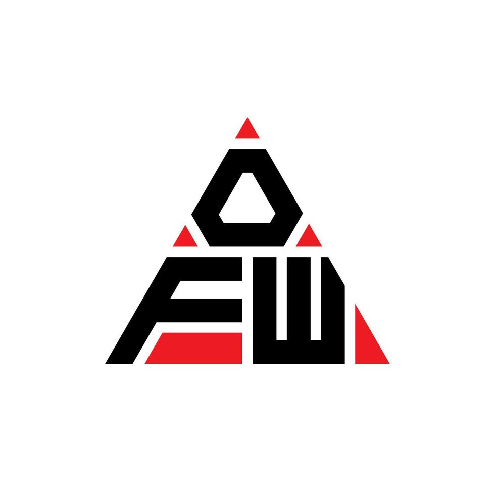 design del logo della lettera triangolare ofw con forma triangolare. monogramma di design del logo del triangolo ofw. modello di logo vettoriale triangolo ofw con colore rosso. ofw logo triangolare logo semplice, elegante e lussuoso.