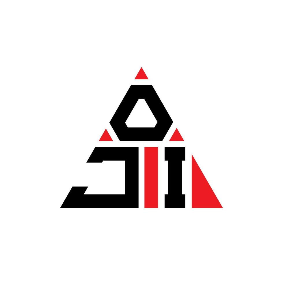 design del logo della lettera del triangolo oji con forma triangolare. oji triangolo logo design monogramma. modello di logo vettoriale triangolo oji con colore rosso. oji logo triangolare logo semplice, elegante e lussuoso.