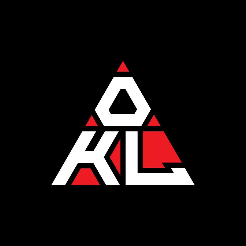 design del logo della lettera del triangolo okl con forma triangolare. monogramma di design del logo del triangolo okl. modello di logo vettoriale triangolo okl con colore rosso. logo triangolare okl logo semplice, elegante e lussuoso.