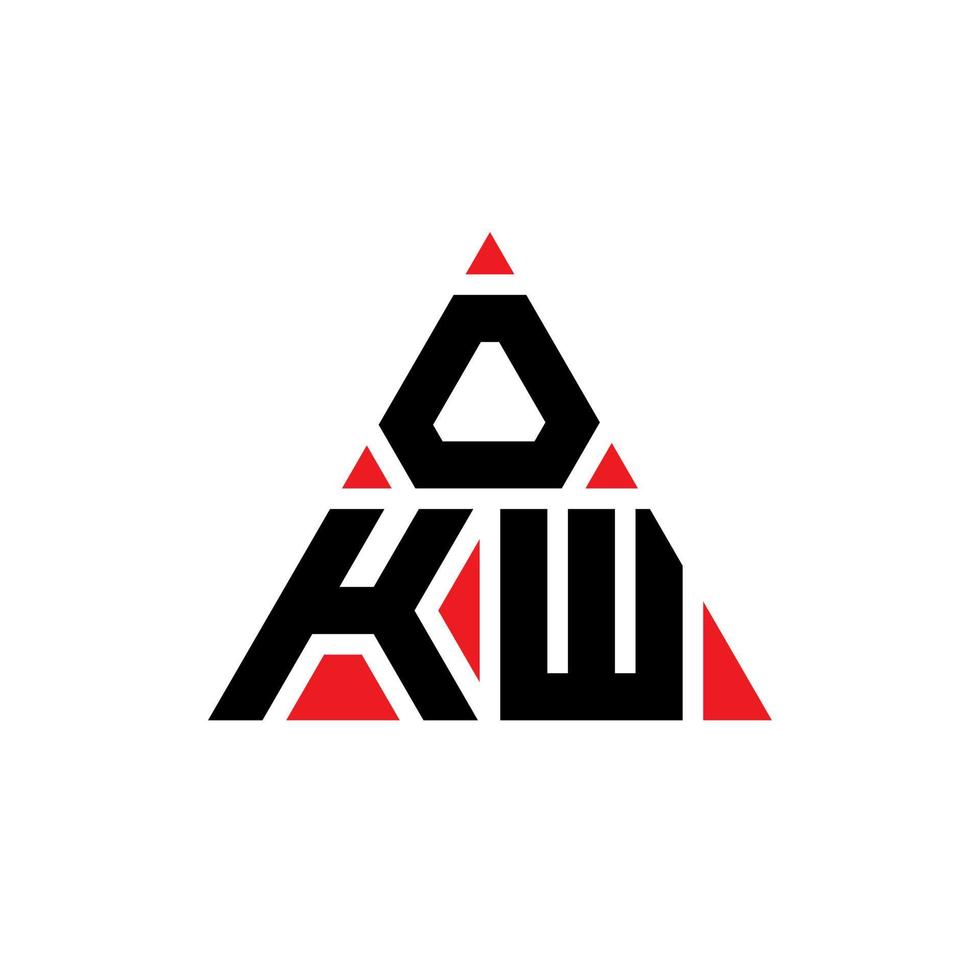 design del logo della lettera del triangolo okw con forma triangolare. monogramma di design del logo del triangolo okw. modello di logo vettoriale triangolo okw con colore rosso. okw logo triangolare logo semplice, elegante e lussuoso.