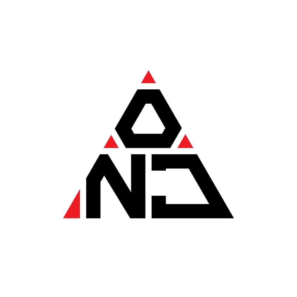 design del logo della lettera del triangolo onj con forma triangolare. onj triangolo logo design monogramma. modello di logo vettoriale triangolo onj con colore rosso. onj logo triangolare logo semplice, elegante e lussuoso.