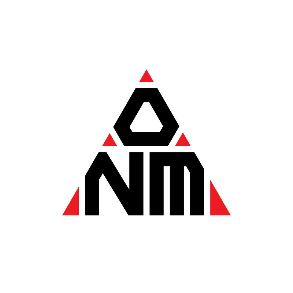 design del logo della lettera triangolare onm con forma triangolare. onm triangolo logo design monogramma. modello di logo vettoriale triangolo onm con colore rosso. onm logo triangolare logo semplice, elegante e lussuoso.