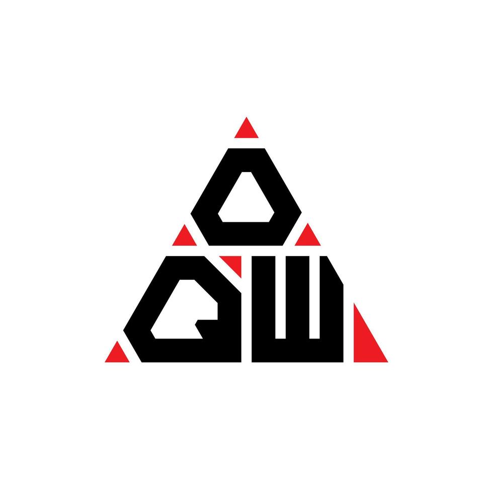 design del logo della lettera triangolare oqw con forma triangolare. oqw triangolo logo design monogramma. modello di logo vettoriale triangolo oqw con colore rosso. oqw logo triangolare logo semplice, elegante e lussuoso.