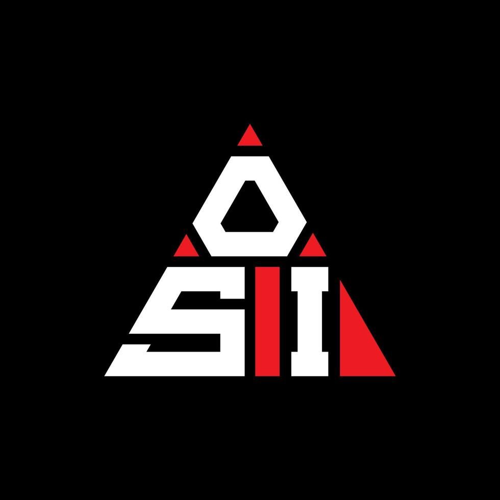 design del logo della lettera del triangolo osi con forma triangolare. monogramma di design del logo del triangolo osi. modello di logo vettoriale triangolo osi con colore rosso. osi logo triangolare logo semplice, elegante e lussuoso.