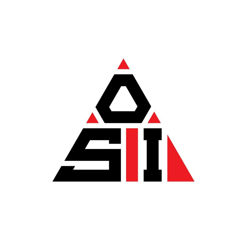 design del logo della lettera del triangolo osi con forma triangolare. monogramma di design del logo del triangolo osi. modello di logo vettoriale triangolo osi con colore rosso. osi logo triangolare logo semplice, elegante e lussuoso.