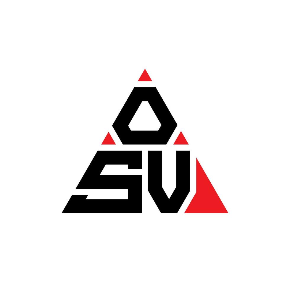 osv triangolo lettera logo design con forma triangolare. osv triangolo logo design monogramma. modello di logo vettoriale triangolo osv con colore rosso. osv logo triangolare logo semplice, elegante e lussuoso.