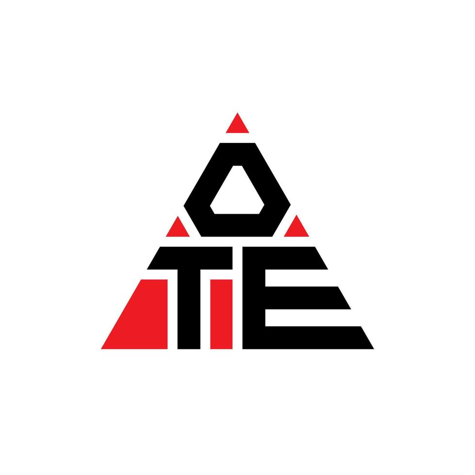 design del logo della lettera triangolare ote con forma triangolare. ote triangolo logo design monogramma. modello di logo vettoriale triangolo ote con colore rosso. ote logo triangolare logo semplice, elegante e lussuoso.