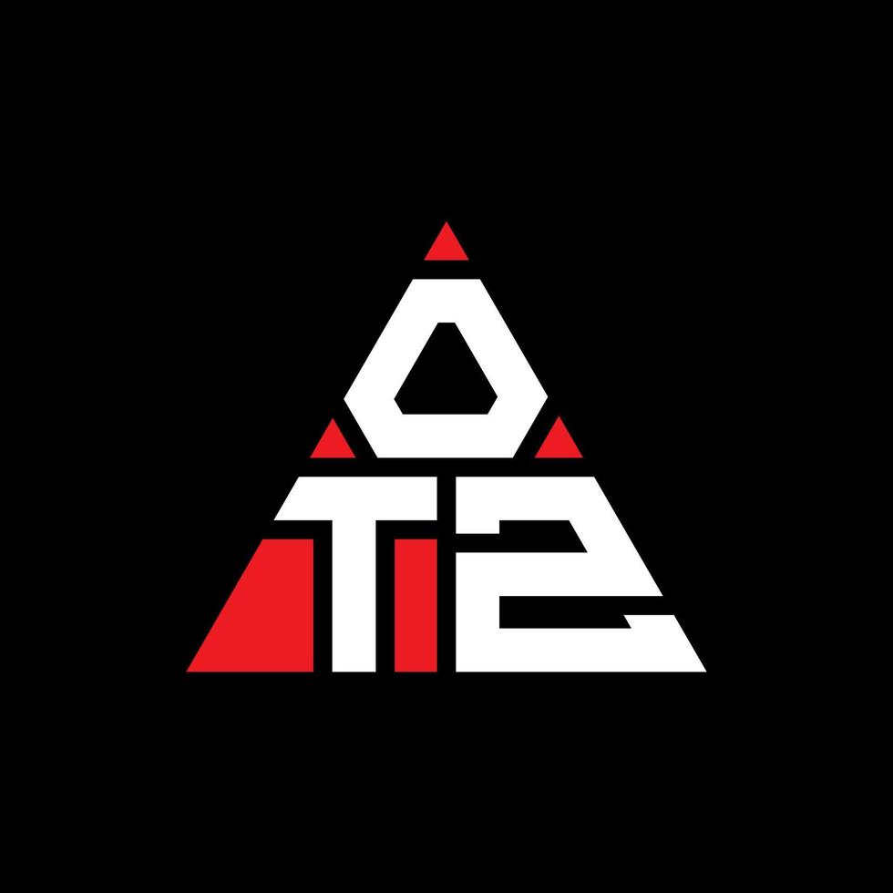design del logo della lettera triangolare otz con forma triangolare. otz triangolo logo design monogramma. modello di logo vettoriale triangolo otz con colore rosso. logo triangolare otz logo semplice, elegante e lussuoso.