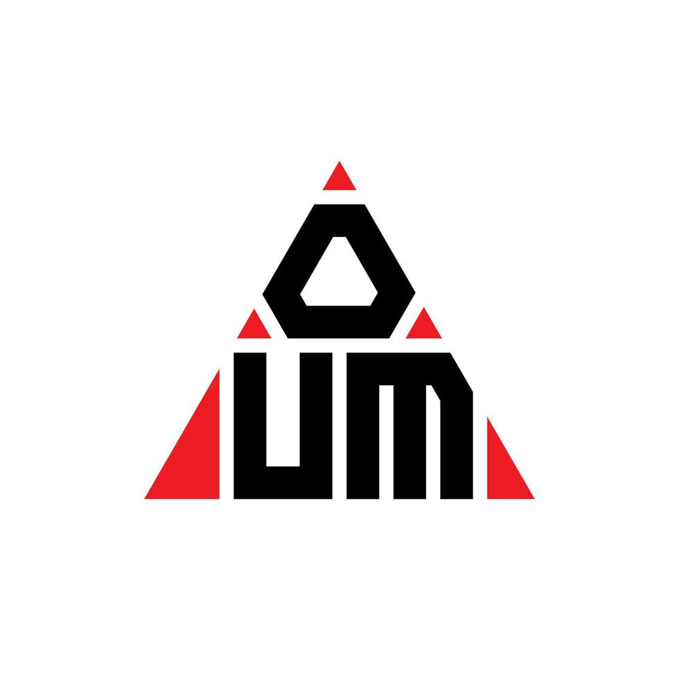 oum triangolo lettera logo design con forma triangolare. monogramma di design del logo del triangolo oum. modello di logo vettoriale triangolo oum con colore rosso. oum logo triangolare logo semplice, elegante e lussuoso.