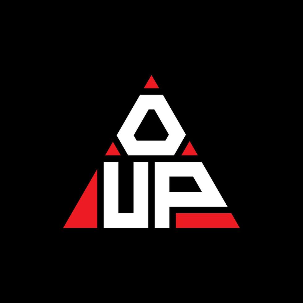 design del logo della lettera del triangolo oup con forma triangolare. oup triangolo logo design monogramma. oup modello di logo vettoriale triangolo con colore rosso. oup logo triangolare logo semplice, elegante e lussuoso.