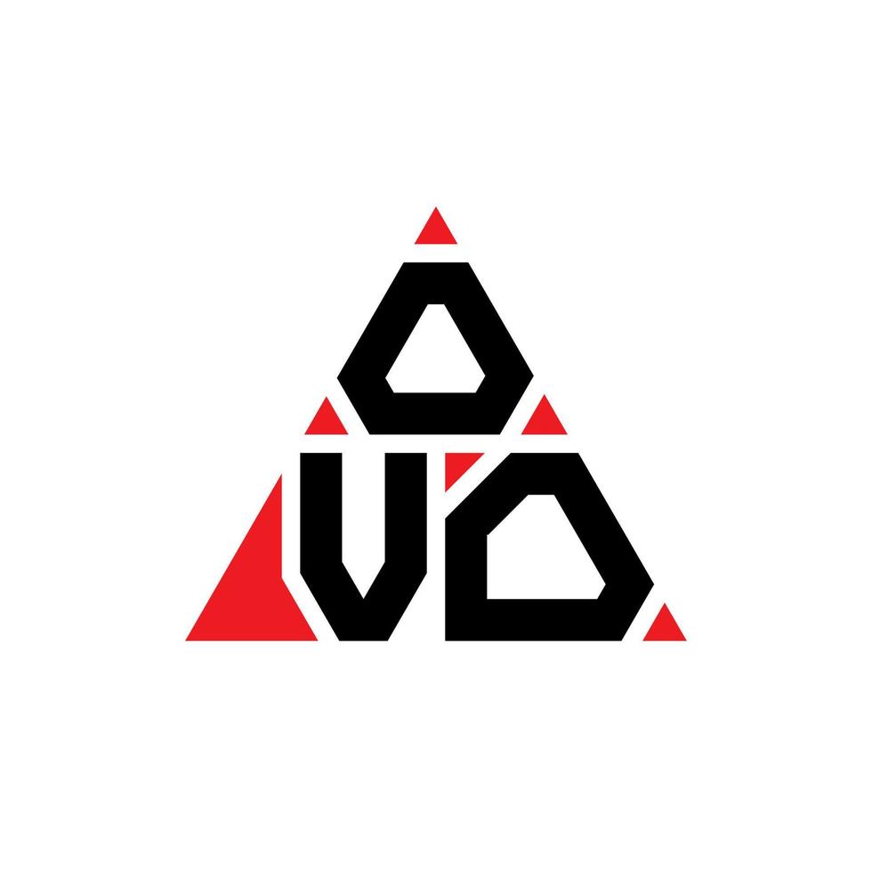 design del logo della lettera del triangolo ovo con forma triangolare. monogramma ovo triangolo logo design. modello di logo vettoriale triangolo ovo con colore rosso. ovo logo triangolare logo semplice, elegante e lussuoso.