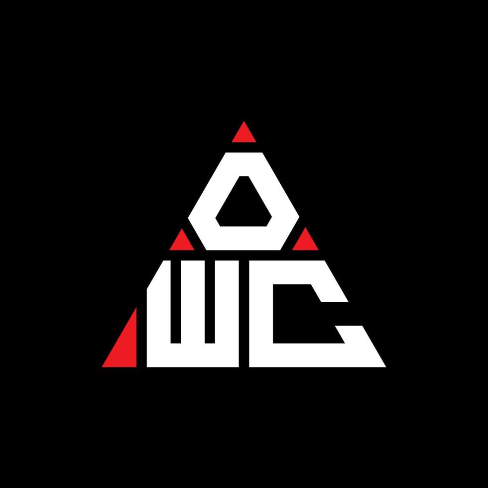 design del logo della lettera del triangolo owc con forma triangolare. monogramma di design del logo del triangolo owc. modello di logo vettoriale triangolo owc con colore rosso. logo triangolare owc logo semplice, elegante e lussuoso.