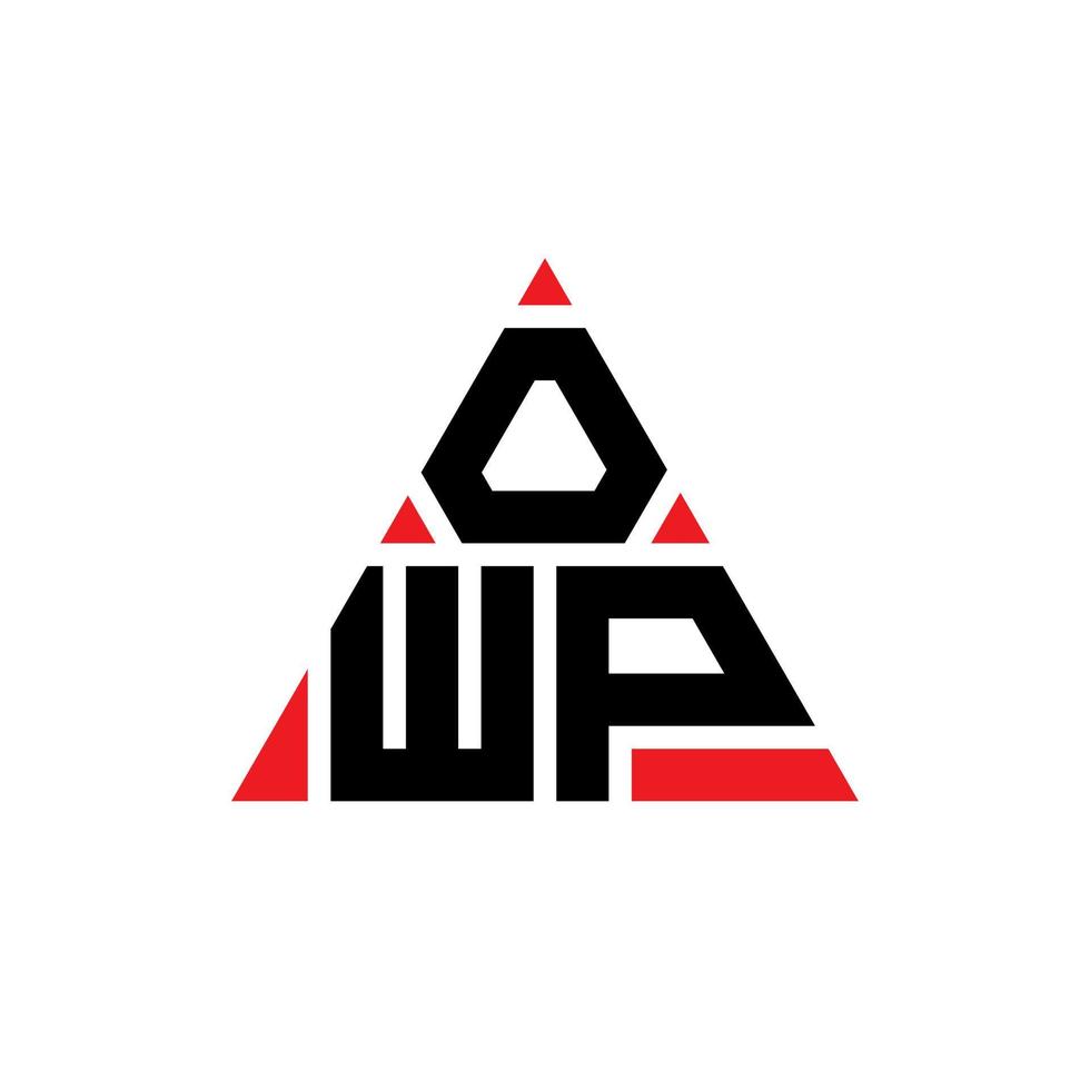design del logo della lettera del triangolo owp con forma triangolare. monogramma di design con logo triangolo owp. modello di logo vettoriale triangolo owp con colore rosso. logo triangolare owp logo semplice, elegante e lussuoso.