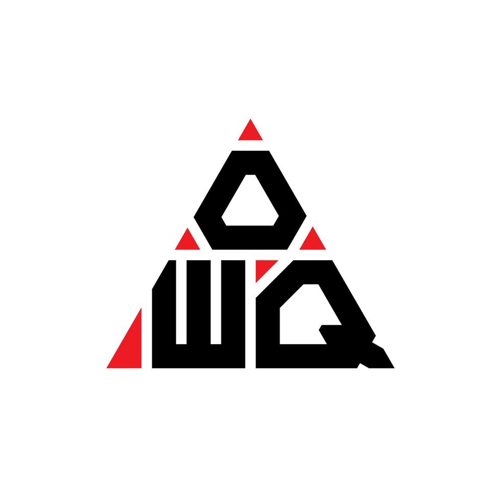 design del logo della lettera triangolare owq con forma triangolare. owq triangolo logo design monogramma. modello di logo vettoriale triangolo owq con colore rosso. logo triangolare owq logo semplice, elegante e lussuoso.